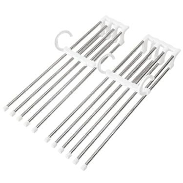 Imagem de Kit Cabide Multifuncional para Calças de Inox com 5 Divisórias Branco(2)