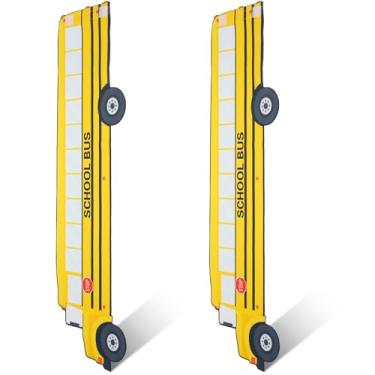 Imagem de Capa amarela para janela de porta de sala de aula, capa de janela de porta sem perfuração, persiana de janela de porta de sala de aula, capa blackout em forma de ônibus escolar, para escritório