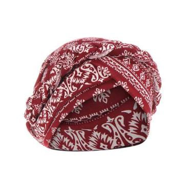 Imagem de Chapéu feminino estampado Índia Muçulmano Ruffle Cancer Chemo Hat Bean