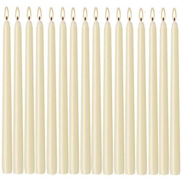 Imagem de Pacote com 16 velas WPONSZU Ivory Taper, 25 cm, sem perfume