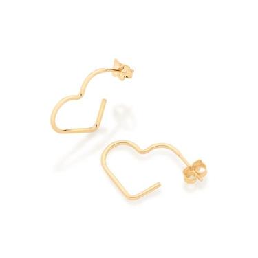 Imagem de Brinco Feminino Rommanel Meia Argola Coração Banhado a Ouro 18k 526613