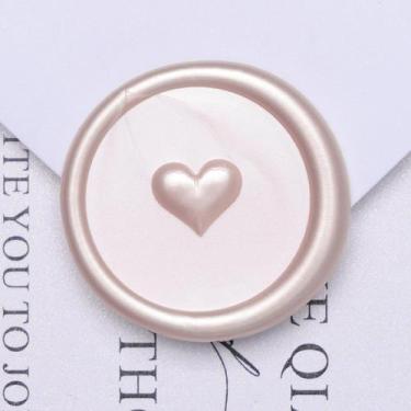 Imagem de UNIQOOO, 50 peças de adesivos 3D Heart Wax Seal, 28 mm, champanhe
