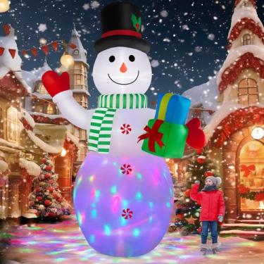 Imagem de Boneco de neve de Natal inflável de 3,7 m BrdJade com luzes LED