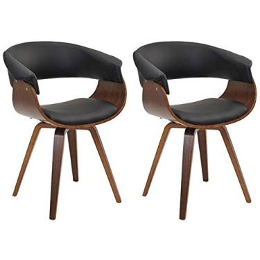 Imagem de Kit 02 Cadeiras Decorativas para Escritório Recepção Ohana Fixa PU Preto - Gran Belo