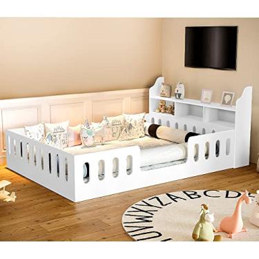 Imagem de Cama Casal Design Montessoriana Helo Com Nicho Branca - Móveis