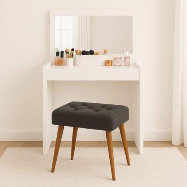 Imagem de Penteadeira Mesa De Maquiagem com Espelho Bancada Quarto +Banqueta Ingrid Branco Grafite