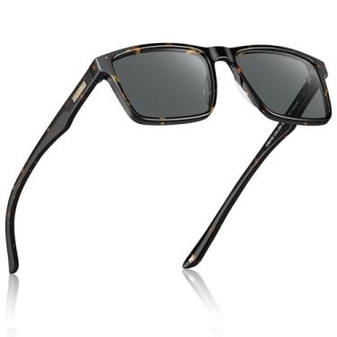 Imagem de Óculos de Sol Masculino CARFIA CA62162: Modelo Retrô Quadrado em Acetato, Lentes Polarizadas - Proteção UV