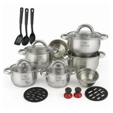 Imagem de Conjunto de Panelas Aço Inox Cirúrgico Desing Alemão - nakasaki