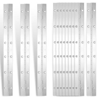 Imagem de 12 peças de dobradiças contínuas e de piano, 30,5 cm de largura aberta, prata resistente, aço inoxidável, dobradiças dobráveis de 0,04 cm para caixas de armazenamento, armários, porta, piano, móveis