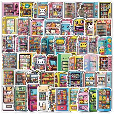 Imagem de Pacote de adesivos com tema de máquina de venda automática, 50 unidades de desenho animado Kawaii