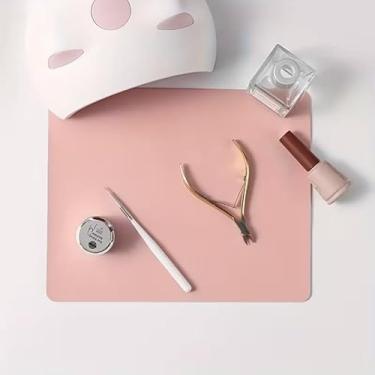Imagem de 1 tapete de mesa dobrável para arte de unhas – durável, impermeável, resistente a manchas, adequado para manicure e design de unhas, grau de salão, acessórios profissionais para unhas (rosa, 25 cm x