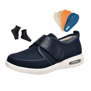 Imagem de Sapatos Para Diabéticos Masculinos, Sapatos Ortopédicos Ajustáveis ​​Masculinos Para Diabéticos Artrite Edema, Respirável Com 3 Pares De Palmilhas Substituição, Para Edema, Inchados(Blue,47 EU)