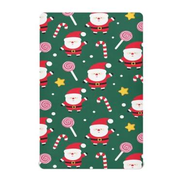 Imagem de Wassud Lençóis de berço respiráveis de Papai Noel e pirulito, capas de colchão de berço de 71 x 132 cm, lençol de bebê neutro para meninos e meninas para berço padrão