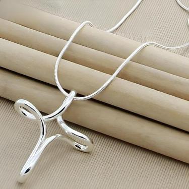 Imagem de Colar Feminino Com Pingente De Cruz Em Prata Esterlina 925, Corrente S