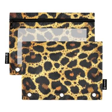 Imagem de CEBUGI 3 bolsas de lápis com zíper e janela transparente, 2 pacotes de estojo para exames de sala de aula (estampa animal)