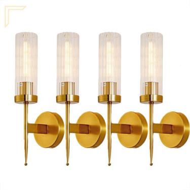 Imagem de 4 Arandela Dourada Vidro Cristal Transparente Lavabo Banheiro Lup56 - 