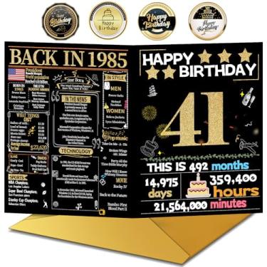 Imagem de Joycard Cartão de aniversário de 41 anos com envelope, decorações de aniversário de 41 anos para mulheres e homens, presentes de aniversário para ela, cartões de feliz aniversário para esposa marido