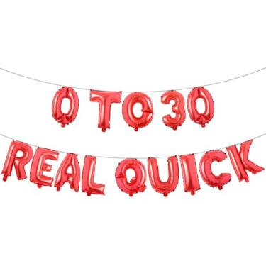 Imagem de Banner de balão rápido de 0 a 30, decorações de aniversário de 30 anos para ele, decorações engraçadas de festa de 30 anos, decorações de aniversário de 30 anos (0 A 30 VERMELHO RÁPIDO)
