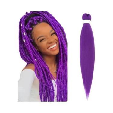 Imagem de Extensão De Cabelo Sintético Jumbo Pré-Esticado Roxo Para Tranças DIY 