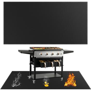 Imagem de SecuCaptain Tapete para churrasqueira externa - Tapetes grandes de 152 x 102 cm, almofada dupla face à prova de fogo para lareira interna, resistente ao calor, à prova d'água, protetor de piso de