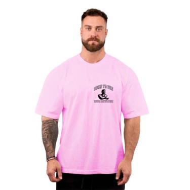 Imagem de Camiseta Oversized Masculina Olympia Academia Maromba Treino, Rosa, GG