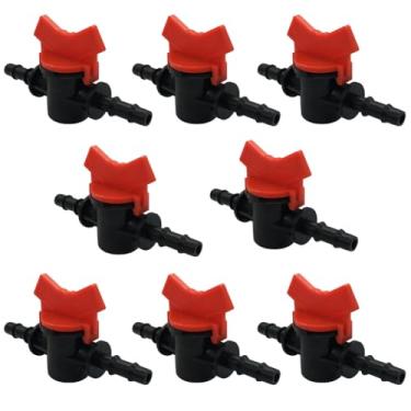 Imagem de BesNPT Pacote com 8 válvula de interruptor de irrigação por gotejamento de 5/40.6 cm, válvula de esfera farpada de mangueira de plástico para jardim irrigação por gotejamento e aquário