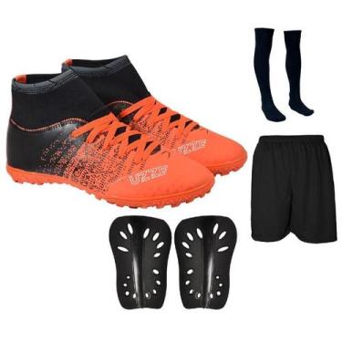 Imagem de Chuteira Society Botinha Cano Alto Costurada Alta Performance + Canele