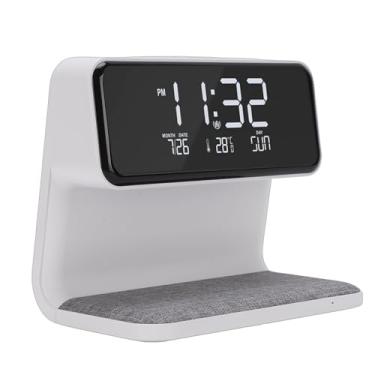 Imagem de Asixxsix Relógio de alarme de carregamento sem fio, Estação de carregamento rápido 15W com luz noturna de controle de toque, 3 nível escurecimento para sala de estar quarto Nightstand