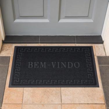 Imagem de Tapete De Entrada Capacho Residencial Vinil 60cm x 40cm Antiderrapante Home (1, Bem-vindo Preto)