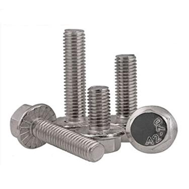 Imagem de XMGKMN 10 pçs/lote M10*16/20/25/30/35/40/45/50/55/60 Parafuso de flange hexagonal de aço inoxidável Parafuso flangeado serrilhado (tamanho: 50 mm, cor: M10)