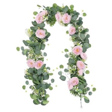 Imagem de Generic Guirlanda de folhas artificiais para pendurar, centro de mesa, decoração de fotos e arranjo floral para casa e festas, Rosa