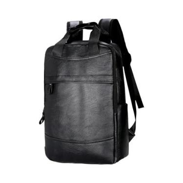 Imagem de Mochila De Couro PU Masculina De 16,5 Polegadas Grande Casual Para Ado
