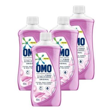 Imagem de Kit 4 Lava-Roupas Omo Líquido Roupas Finas e Delicadas Original 900ml