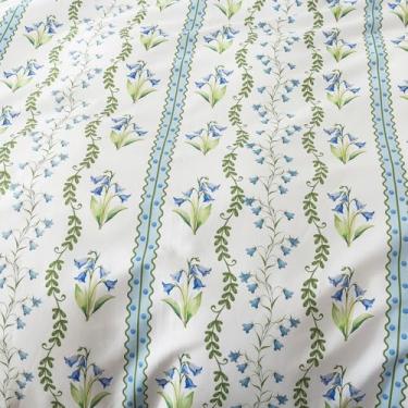 Imagem de Brandream Jogo de cama Queen – Lençóis de cama florais Grandmillennial, lírio azul do vale, listra botânica com trepadeiras delicadas, roupa de cama 100% algodão respirável macio, 4 peças