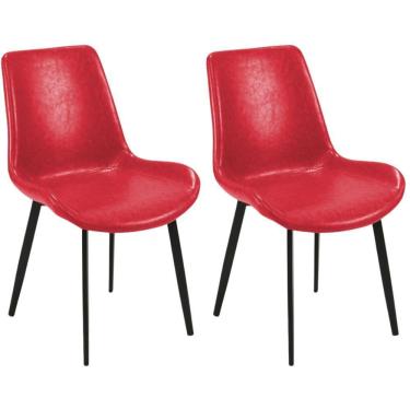 Imagem de Kit 2 Cadeiras De Jantar Estofada Chicago Base Metal - Vermelho