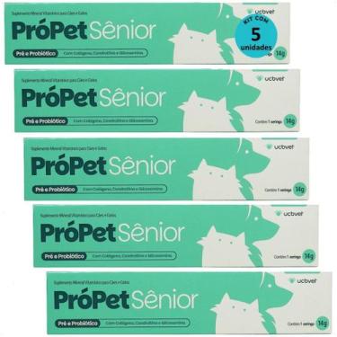 Imagem de Própet sênior 14g pré e probiótico para cães e gatos ucbvet kit com 5