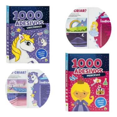 Imagem de Kit 2 Livro 1000 Adesivos Unicornio E 1000 Adesivos Princesa - todoliv