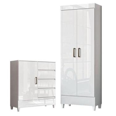 Imagem de Cômoda 4 Gavetas 1 Porta com Multiuso Fit Branco - Santos Andirá - San