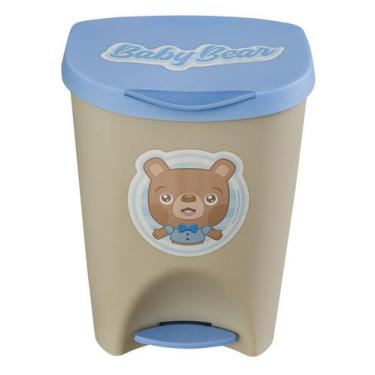 Imagem de Lixeira Multiuso 15L Com Pedal Baby Usual Utilidades, Azul