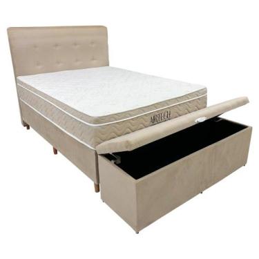 Imagem de Cama Box Casal Mola Ensacada Cabeceira e Recamier Airtech 138X188X67 O