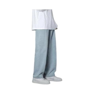 Imagem de Calça Jeans Reta Masculina 3XL - Estilo Coreano Casual - Azul Claro, C