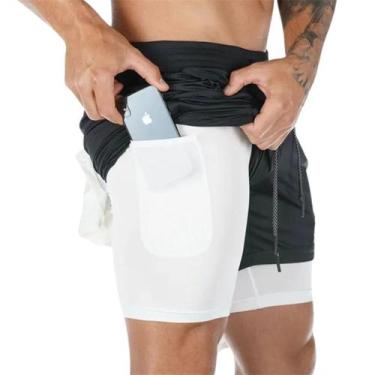 Imagem de Short Dupla Camada Fitness Dry Fit Térmico Com Bolsos Musculação exerc