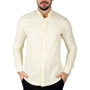 Imagem de Camisa Linho VersatiOld Gola Padre Amarela, G