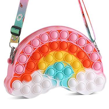Imagem de GOHEYI Pop Purse Fidget Toys Bag for Girls and Women, Valentine's Day Rainbow Clouds Pop Shoulder Bag Fidgets , Sensory Silicone Fidget Backpack Toy for ADHD Anxiety Stress Relief