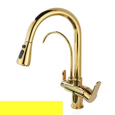 Imagem de Torneira de cozinha com filtro de toque dourado quente frio puxe para fora torneira misturadora de pia de cozinha sensor purificador de água potável torneiras misturadoras de cozinha, 9, sem toque, ouro