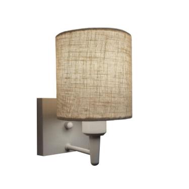 Imagem de Arandela Quadrada Branco Em Tecido Cilíndrica Rustico Bege - Bivolt