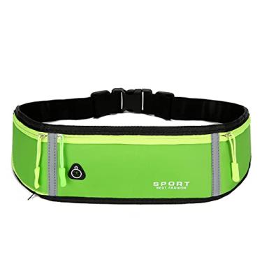 Imagem de Cinto de cintura esportivo ciclismo corrida bolsa de corrida masculina feminina confortável respirável pochete de viagem à prova d'água bolsa de armazenamento refletiva, verde, cintura: 80