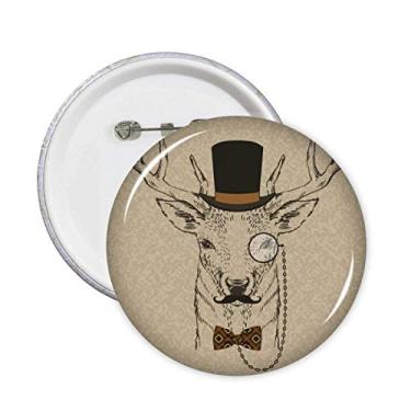 Imagem de Chapéu de cervo de barba gentil estilo britânico gravata borboleta alfinetes de animal crachá botão emblema acessório decoração 5 peças