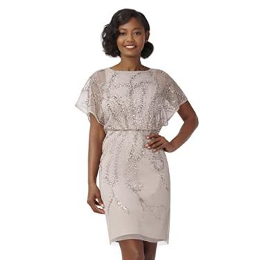 Imagem de Adrianna Papell Vestido feminino curto com contas, Mármore, 48