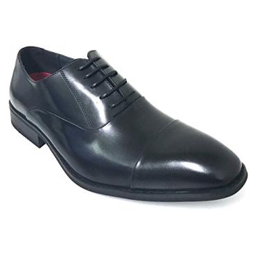 Imagem de G-FLORS sapato social masculino moderno Oxford sapato Derby Captoe cadarço Wingtip casual, Preto, 13